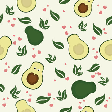 Beautiful avocado vector seamless pattern design for decoration, wallpaper, wrapping paper, fabric, background and etc.
