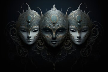 Mysterious moonstone masks, concealing identities and granting hidden powers - Generative AI