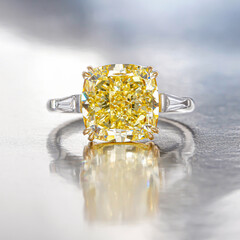 Yellow Diamond Cushion Ring