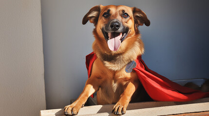 cachorro super herói  - obrazy, fototapety, plakaty