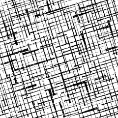 Fototapeta premium Black grunge pattern with speed lines. Distress texture of spots, stains, ink, dots, scratches. Vintage damaged backdrop. Dirty artistic design element for print, template, abstract background
