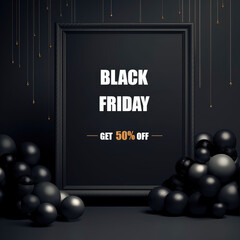 Black Friday Sale Banner with Black Balloons