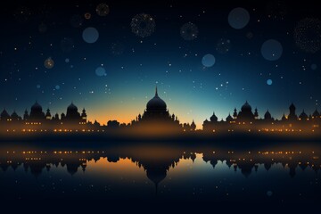 Fototapeta premium Diwali-themed background set against a moonlit sky