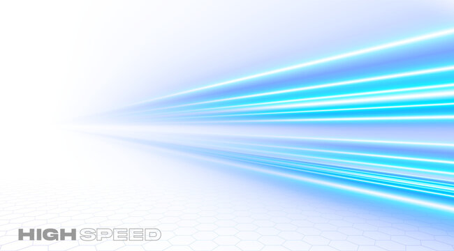 Blue and white high speed lines. Fast lines background. Dynamic motion light trails. Vector Illustration.