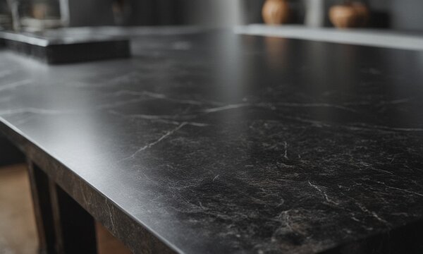 Professional design background with expensive black granite. Dark stone table