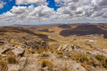 panoramic view of mountains with cloudy sky, in Peru