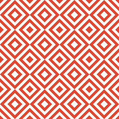 Seamless geometric pattern with line rhombus on coral background. Print for fabric background, textile