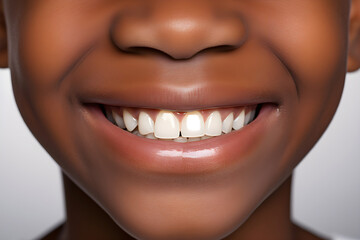 child's smile, black boy with white teeth, dental content