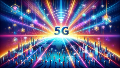 5G fast speed wireless internet connection communicatio arround the digital world