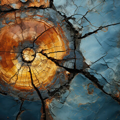 Abstract Photography, Capturing Rusted Dark-Blue and Black Tones, Aerial Views, Deep Depth, and Circular Geometric Forms, Revealing the Intricate Patterns of Cracked Earth in a Unique Exploration of D - obrazy, fototapety, plakaty