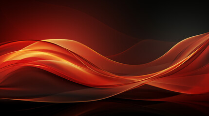 Fototapeta premium Abstract shiny color red wave design element on dark background. Science or technology design