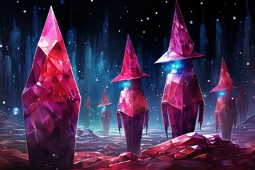 Mysterious crystalline beings, made entirely of sparkling gemstones - Generative AI