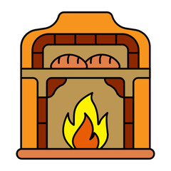 Vintage Cobb oven Baking Bread concept, wood-fired, coal-fired ovens vector icon design, Bakery and Baked Goods symbol, Culinary and Kitchen Education sign, Recipe development stock illustration