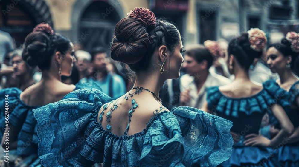 Wall mural colorful skirts fly during traditional mexican dancing.