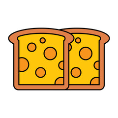 uniformed bread slices concept, loaf of brown bread vector icon design, Bakery and Baked Goods symbol, Culinary and Kitchen Education sign, Recipe development stock illustration