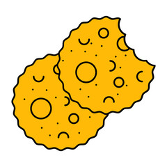 Homemade Choc Chip cookies concept, Crispy Chocolate flavored Biscuits vector icon design, Bakery and Baked Goods symbol, Culinary and Kitchen  sign, Recipe development stock illustration