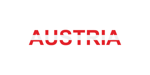 Letters Austria in the style of the country flag. Austria word in national flag style.