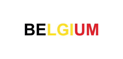 Letters Belgium in the style of the country flag. Belgium word in national flag style.
