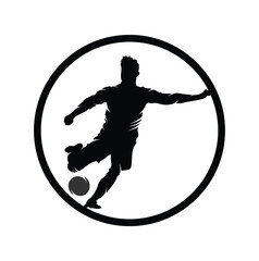 Soccer and Football Player logo design. Dribbling ball logo vector icon design.