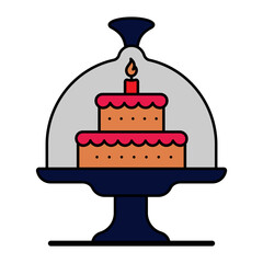 Cake Stand with Dome Cover concept,  Food Display Plate vector icon design, Bakery and Baked Goods symbol, Culinary and Kitchen Education sign, Recipe development stock illustration