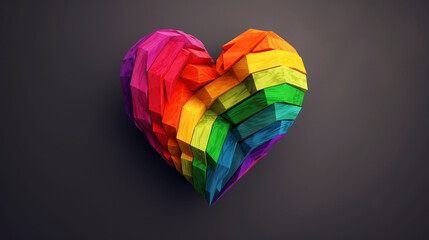 LGBT pride month concept illustration. rainbow heart and homosexual rainbow love - obrazy, fototapety, plakaty