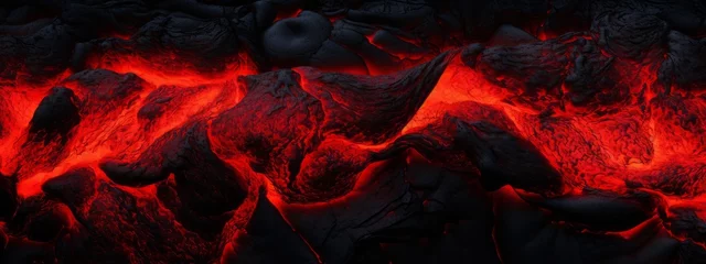 Foto auf Acrylglas Lava texture fire background rock volcano magma molten hell hot flow flame pattern seamless. Earth lava crack volcanic texture ground fire burn explosion stone liquid black red inferno planet relief. © Максим Зайков