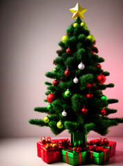 Christmas tree painting knolling 3D pastel tones.