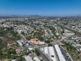 Fototapeta na wymiar Aerial view of residential houses and condos in South San Diego neighborhood, California, USA.