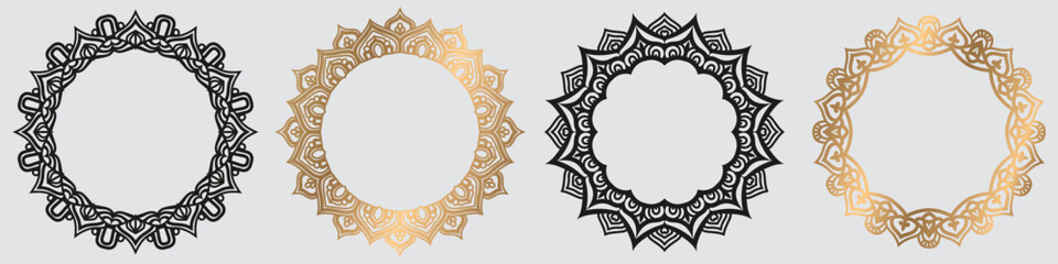 golden circle art  design elements set on white background.