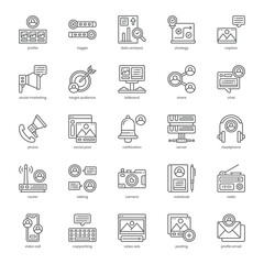 Social Marketing icon pack for your website design, logo, app, and user interface. Social Marketing icon outline design. Vector graphics illustration and editable stroke.