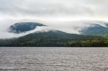 Foggy Mountains on Long Pond in Maine