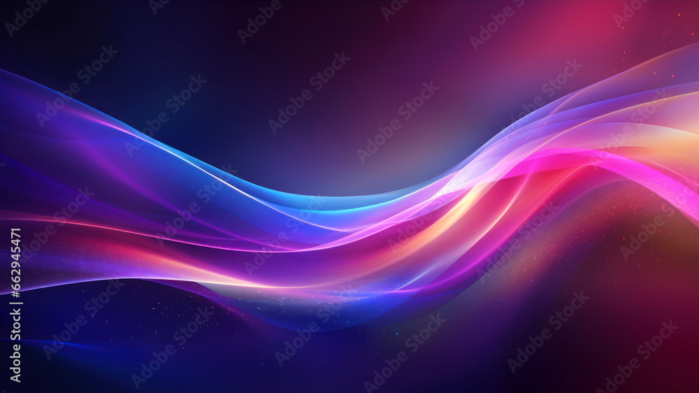 Poster abstract background with glowing wavy lines and bokeh effect