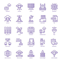 Data and Network icon pack for your website design, logo, app, and user interface. Data and Network icon basic line gradient design. Vector graphics illustration and editable stroke.