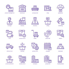 Product Management icon pack for your website design, logo, app, and user interface. Product Management icon basic line gradient design. Vector graphics illustration and editable stroke.