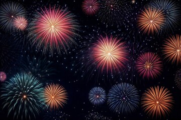 Naklejka premium Colorful Fireworks for celebrating Happy New Year by Generative AI