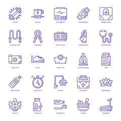 Healthy Life icon pack for your website design, logo, app, and user interface. Healthy Life icon basic line gradient design. Vector graphics illustration and editable stroke.