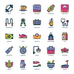 Healthy Life icon pack for your website design, logo, app, and user interface. Healthy Life icon filled color design. Vector graphics illustration and editable stroke.