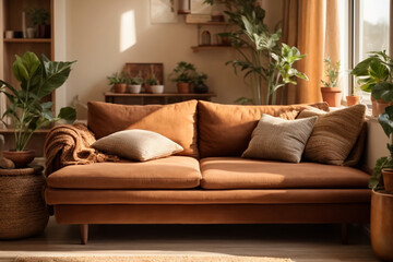 Cozy Corners - A Tranquil Small Living Room Bathed in Sunlight created with AI