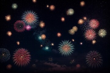 Fototapeta premium Wonderful Firework Shells for celebrating Happy New Year by Generative AI