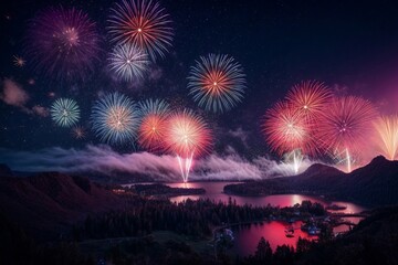 Wonderful Firework Shells for celebrating Happy New Year by Generative AI