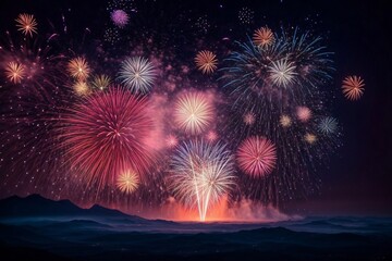 Wonderful Fireworks for celebrating Happy New Year by Generative AI