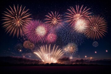 Fototapeta na wymiar Wonderful Fireworks for celebrating Happy New Year by Generative AI