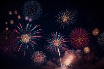Wonderful Fireworks for celebrating Happy New Year by Generative AI