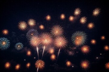 Naklejka premium Wonderful Fireworks for celebrating Happy New Year by Generative AI