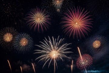Naklejka premium Wonderful Fireworks for celebrating Happy New Year by Generative AI