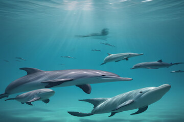 Underwater tableau with family UHD wallpaper Stock Photographic Image