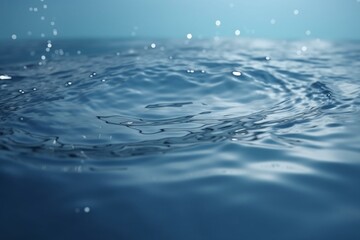 Realistic water with reflections on blue background. High-quality 3D render. Generative AI