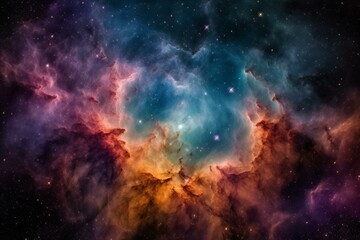 Fototapeta na wymiar Discover the vibrant universe and witness the mesmerizing nebula. Generative AI