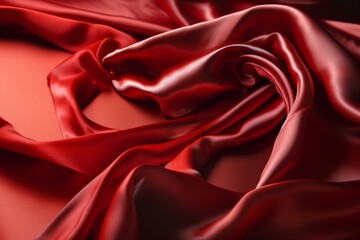 Red silk satin background with copy space for holiday-themed web design and presentations. Generative AI