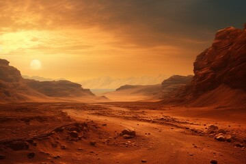 Mars landscape. Generative AI